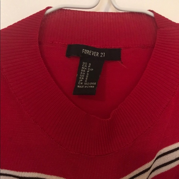 Forever 21 Red and White Striped Long Sleeve Top - Picture 4 of 4